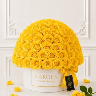 200 rosas amarillas en caja