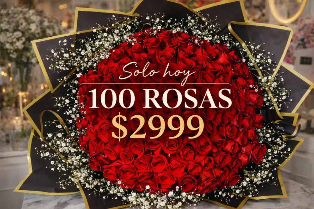 100 rosas rojas 🔥20%off🔥Oferta Especial ‼️