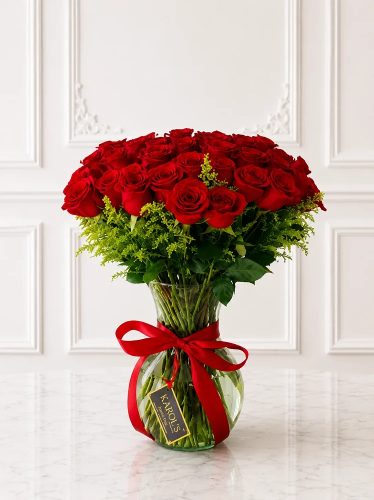 Jarro de 50 rosas rojas 🌹