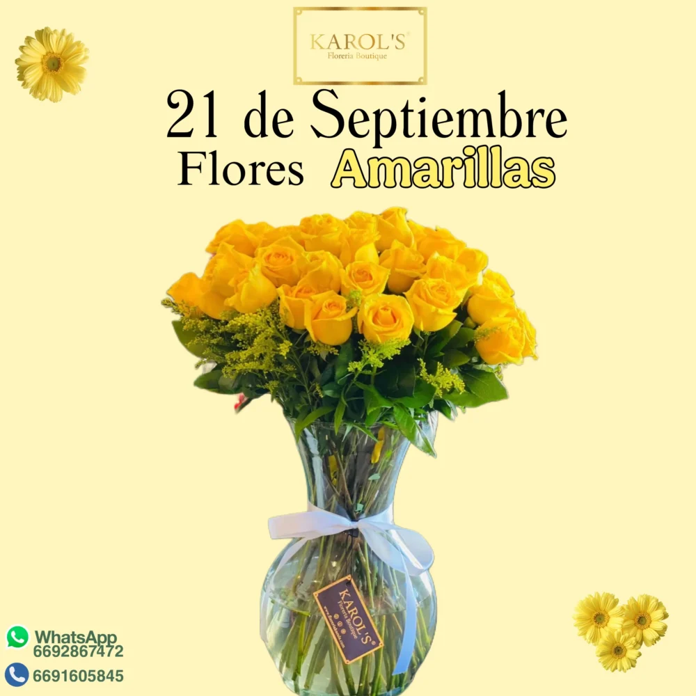 Jarro de 50 Rosas amarillas