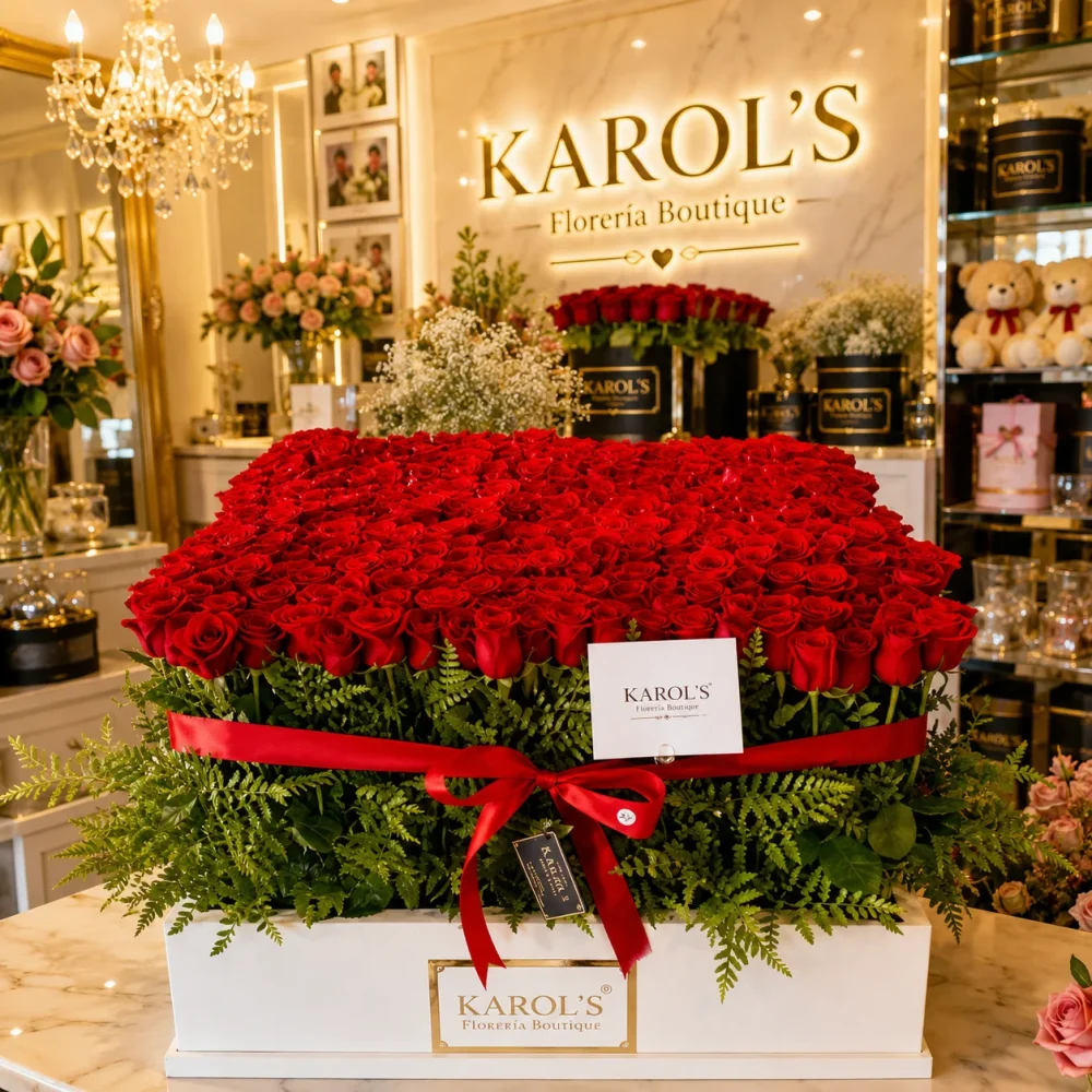 500 rosas en caja